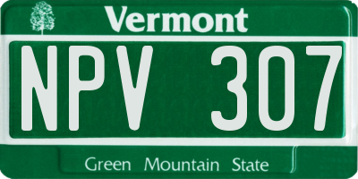 VT license plate NPV307