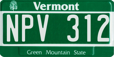 VT license plate NPV312