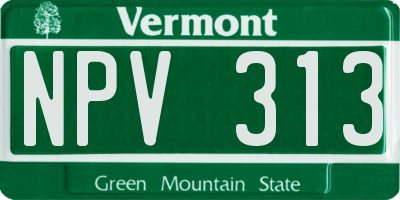 VT license plate NPV313