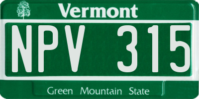 VT license plate NPV315