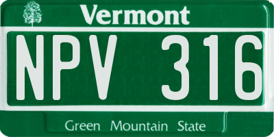 VT license plate NPV316