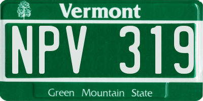 VT license plate NPV319