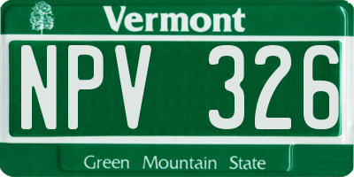 VT license plate NPV326