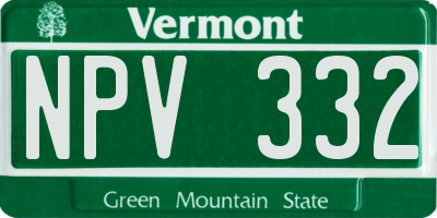 VT license plate NPV332