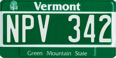 VT license plate NPV342