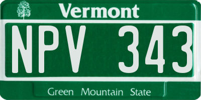 VT license plate NPV343