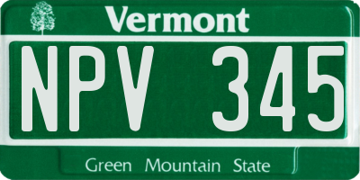 VT license plate NPV345