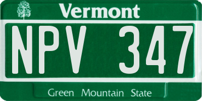 VT license plate NPV347