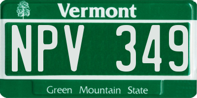 VT license plate NPV349