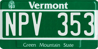 VT license plate NPV353
