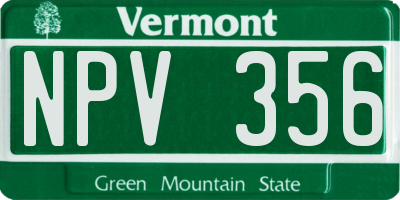 VT license plate NPV356