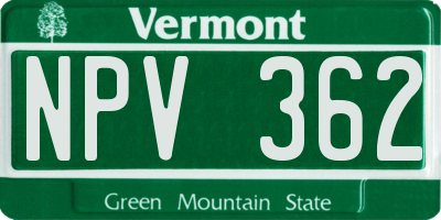VT license plate NPV362