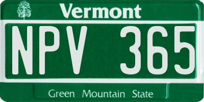 VT license plate NPV365