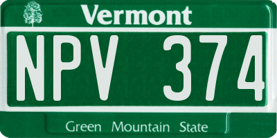 VT license plate NPV374