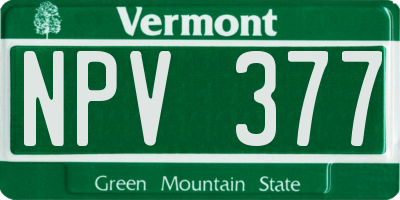 VT license plate NPV377