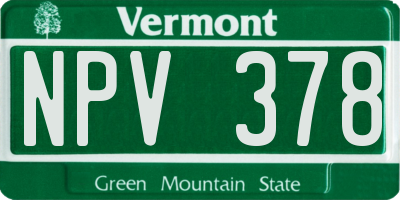 VT license plate NPV378