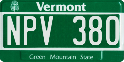 VT license plate NPV380