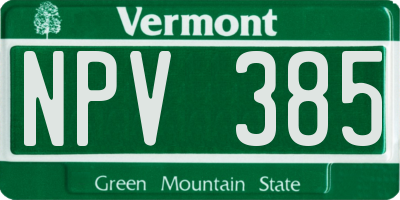 VT license plate NPV385