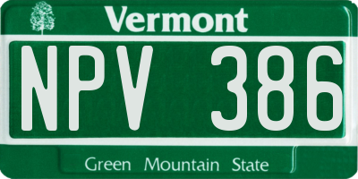 VT license plate NPV386