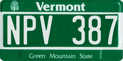 VT license plate NPV387