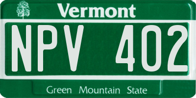 VT license plate NPV402