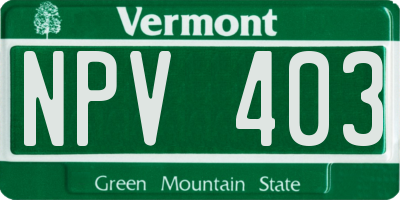 VT license plate NPV403