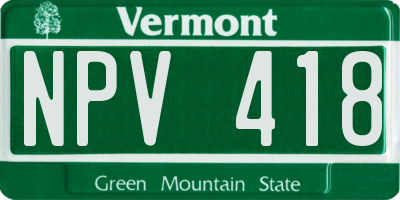 VT license plate NPV418