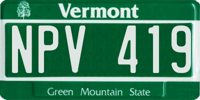 VT license plate NPV419