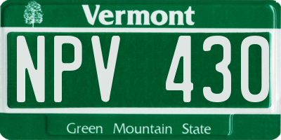 VT license plate NPV430