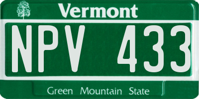 VT license plate NPV433