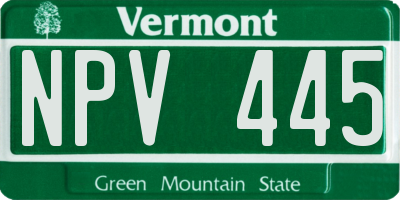VT license plate NPV445