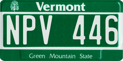 VT license plate NPV446