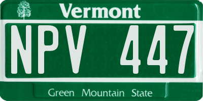 VT license plate NPV447