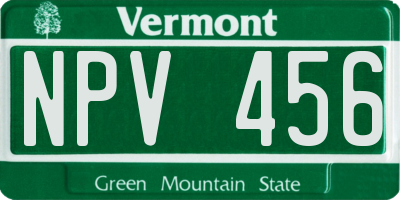 VT license plate NPV456