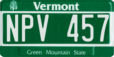 VT license plate NPV457