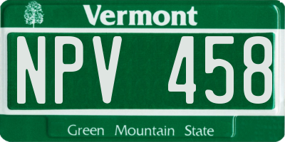 VT license plate NPV458