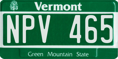 VT license plate NPV465