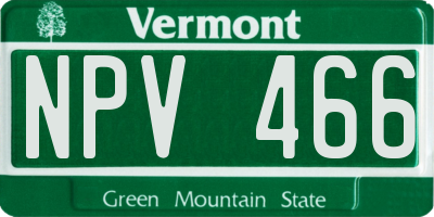 VT license plate NPV466