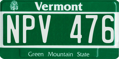 VT license plate NPV476