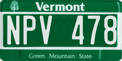 VT license plate NPV478