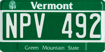 VT license plate NPV492