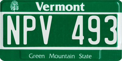VT license plate NPV493