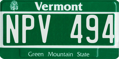 VT license plate NPV494