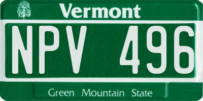 VT license plate NPV496