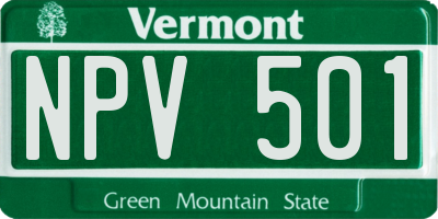 VT license plate NPV501