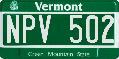 VT license plate NPV502