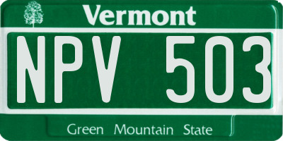 VT license plate NPV503