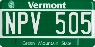 VT license plate NPV505