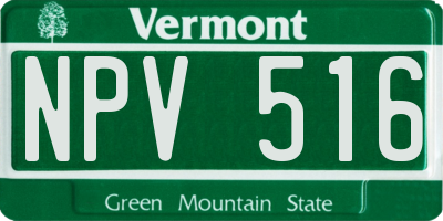VT license plate NPV516