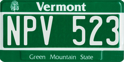 VT license plate NPV523